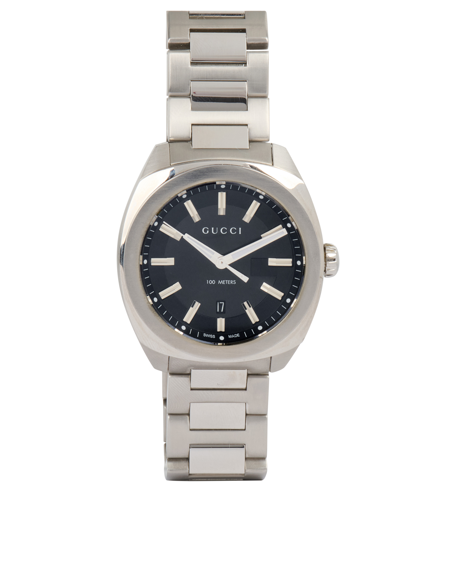 Gucci Men's GG2570 Watch Luxury Designer Silver Black